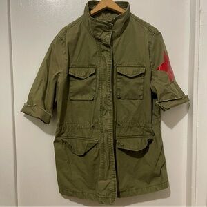 Old Navy Military Utility Field Jacket Olive Green Canvas Coat